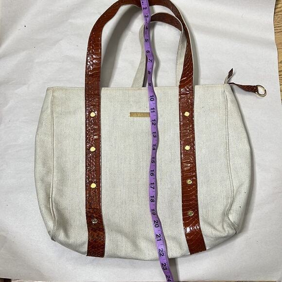 BROOKS BROTHERS SNAKESKIN TRIM CANVAS BLEND BAG - Picture 8 of 9